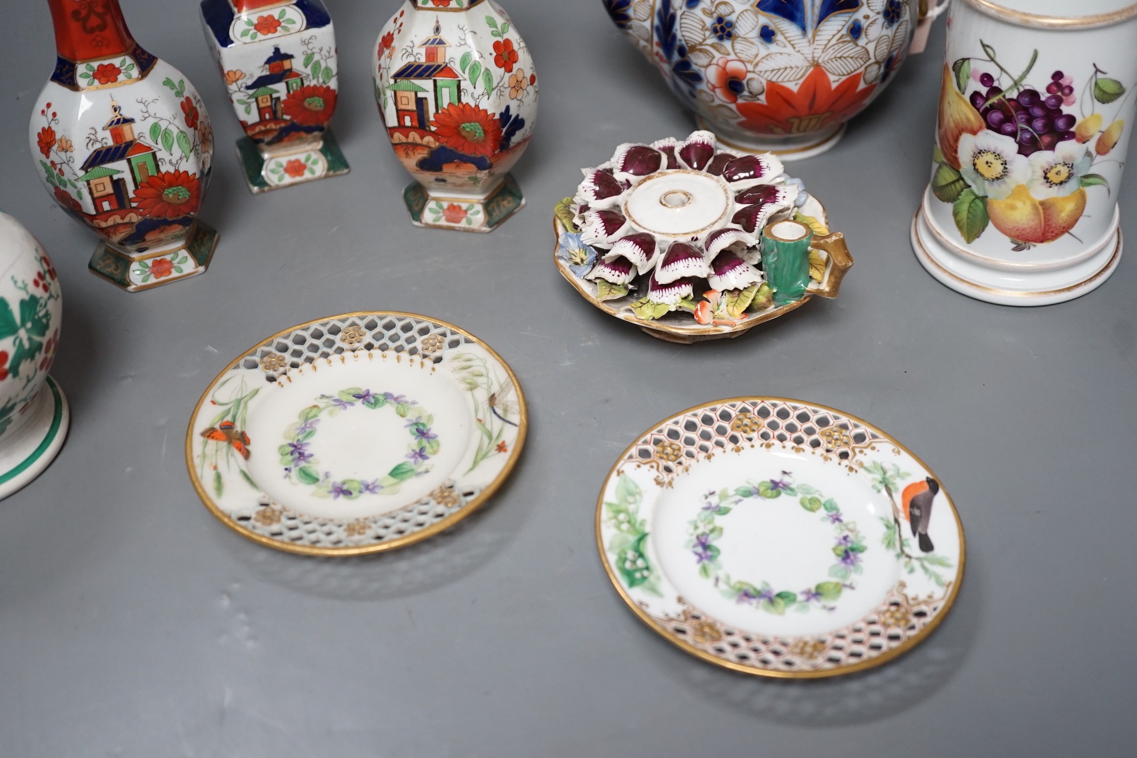 A group of English porcelain including two 19th century Worcester dishes